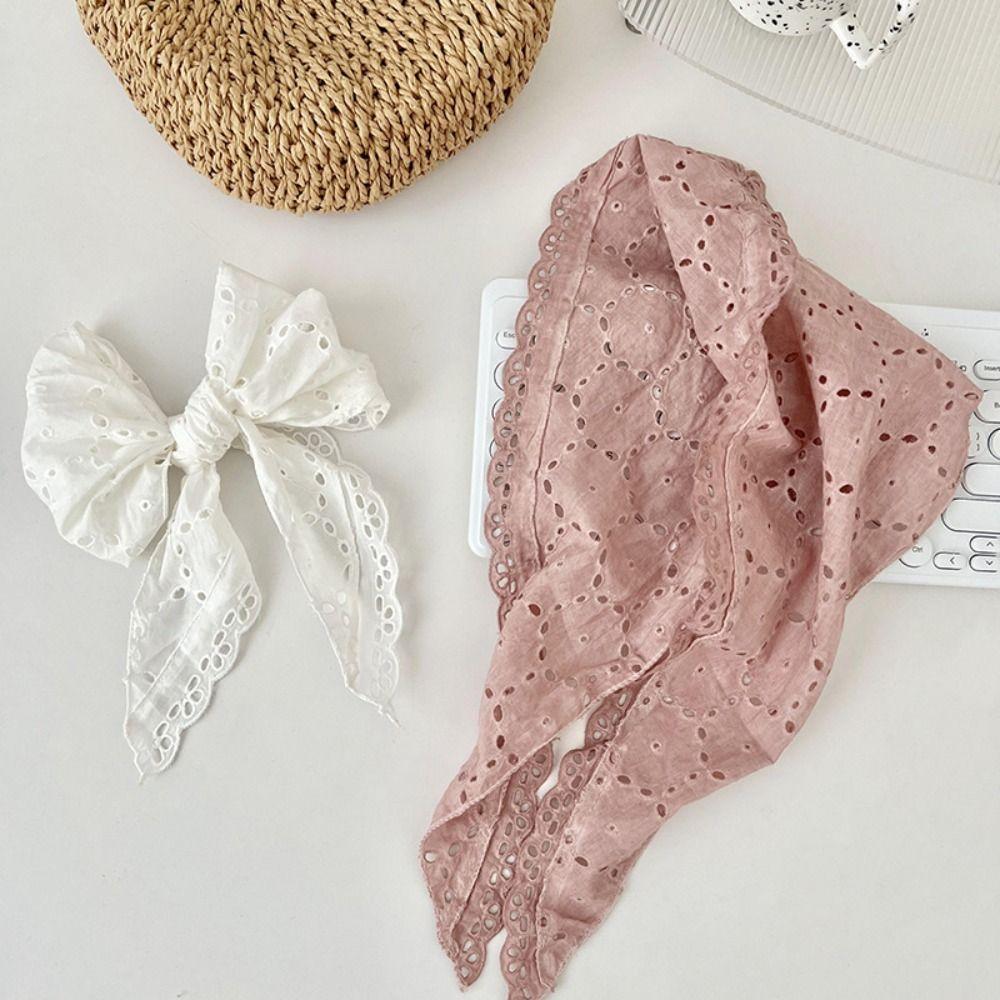 Stylish Lightweight Floral Triangle Scarf Korean Style Thin Cotton Linen Scarf Head Wrap Soft Spring Summer Bandana Daily Use
