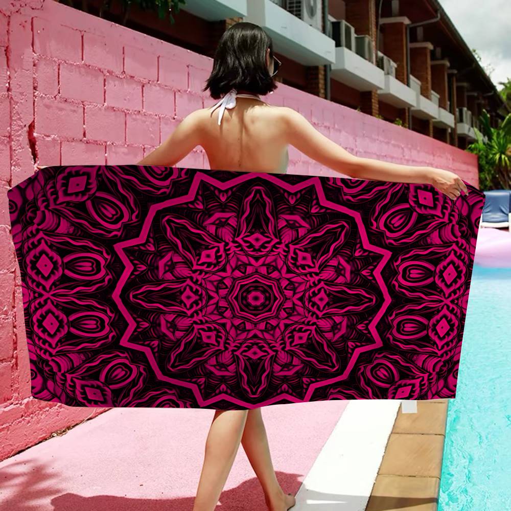 Colorful Mandala Pattern Bath Towel Microfiber Soft Water Absorbing Breathable For Girl Kids Decorative Cartoon Beach Towel