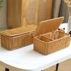 Basket with Lid, Imitation Rattan Woven Basket, Comfortable Storage Organizer for Home Bedroom