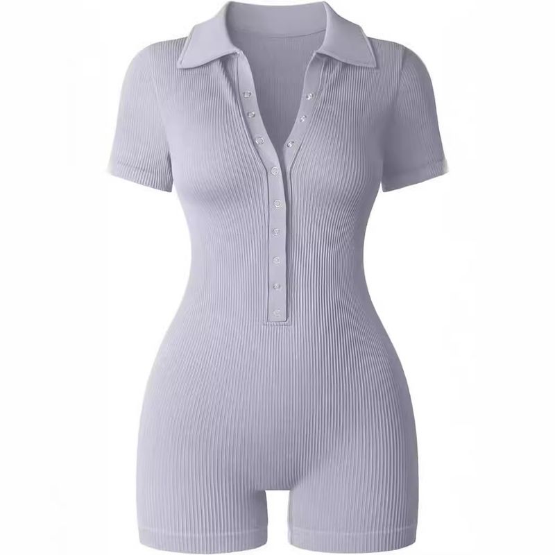 

European and American 2025 Women s Yoga Jumpsuit V-neck Waist Hugging Sports Jumpsuit Women Casual Jumpsuit Light gray L