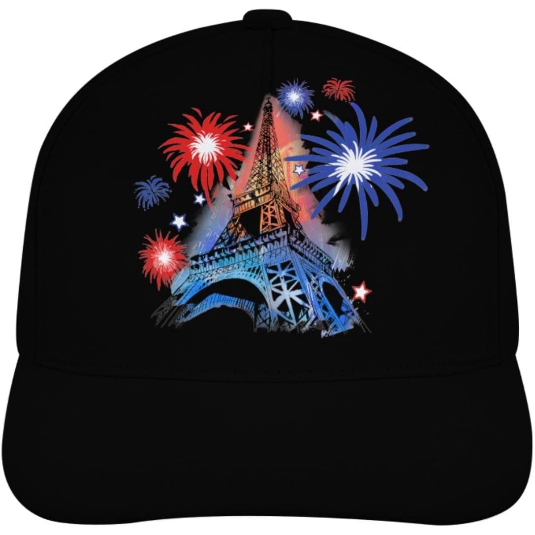 Eiffel Tower Firework Baseball Cap Polyester Adjustable Paris Graphic Sports Cap for Unisex One Size