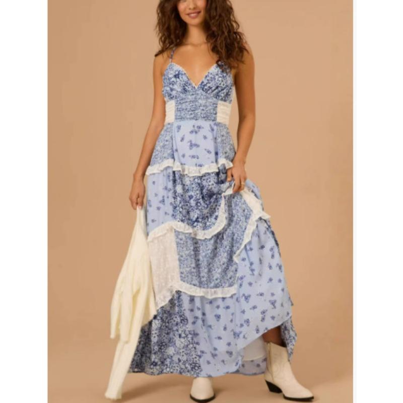 

DAFIFY женская мода лето весна цветочный узор принт без рукавов v-образным вырезом с высокой талией повседневные платья XXXL