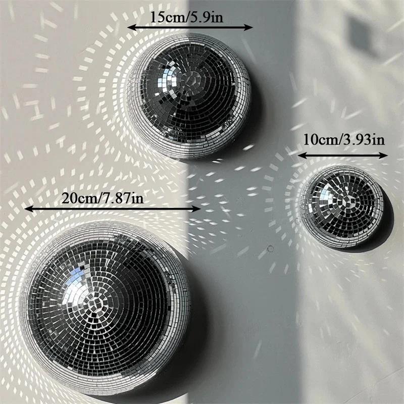 Three-piece Disco Ball Mirrored Glass Half Sphere Wall Hanging With Self Adhesive Back For Party Centerpiece Home Decor