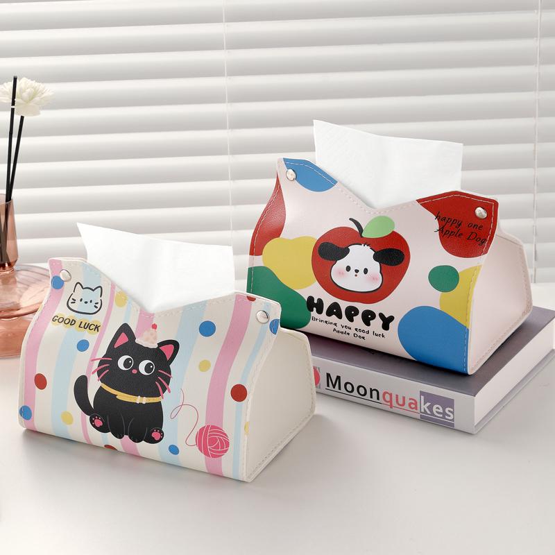 Dopamine Cartoon Tissue Box: Cute Pull-Out Storage for Home or Office