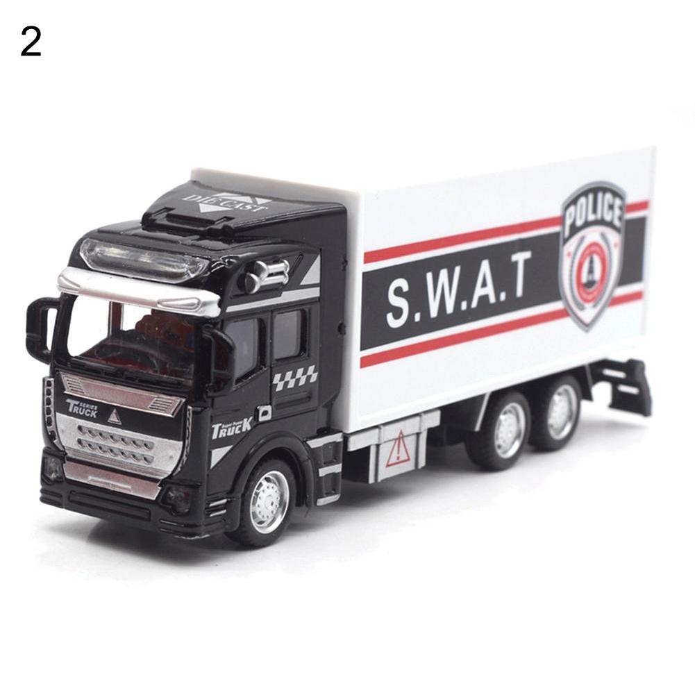 Puntos Kids Toy Realistic Alloy Police Rescue Transport Vehicle Pull Back Car Eucation