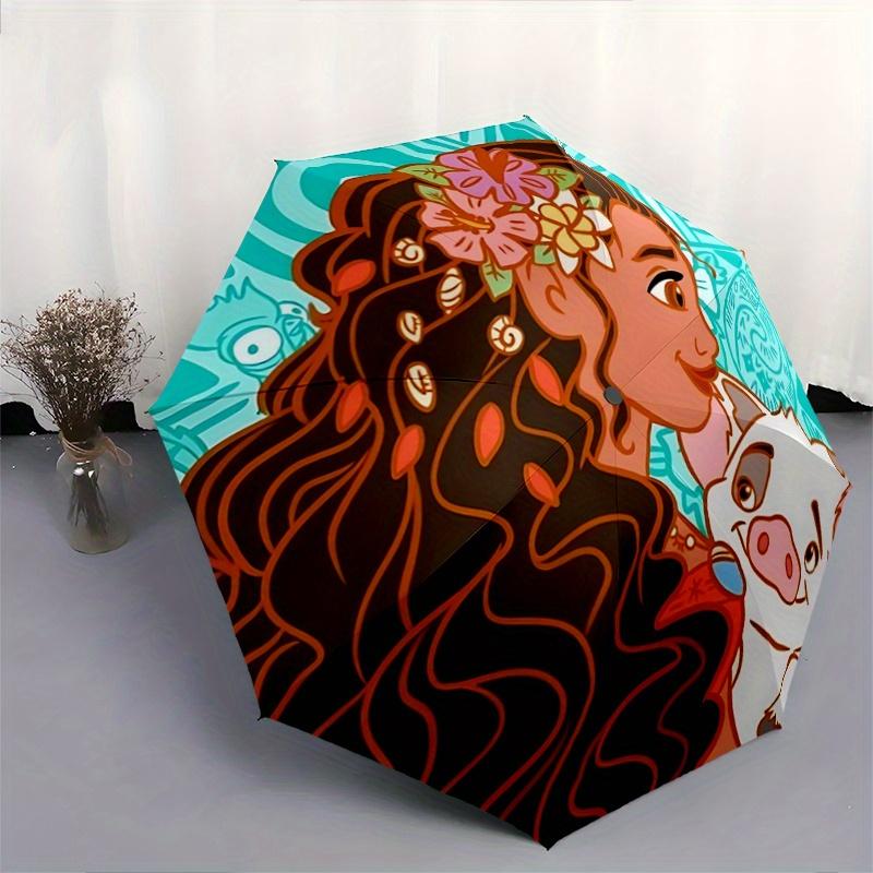 1pc Moana's Adventure: Automatic Opening/Closing Umbrella with Portable Tri-Fold Design, 8-Bone Iron Frame - Perfect Outdoor Gift for Fans,