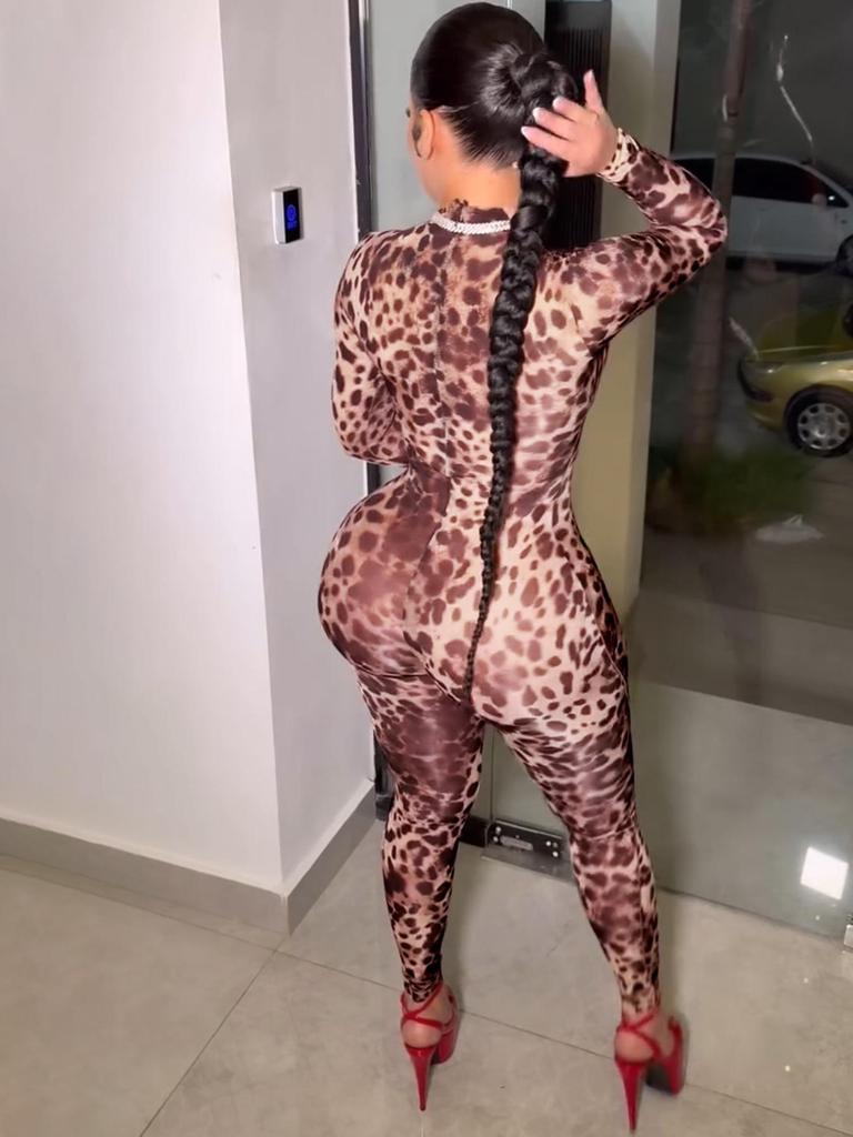 Leopard Print Zipper Jumpsuit - Trendy Euro-American Fashion for Women