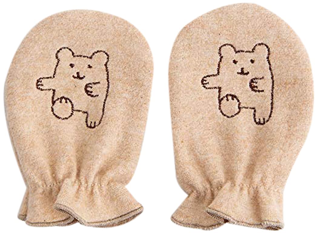 

pompkins BABY Organic Cotton Mittens Bear Made in Japan Y-1107 100% (Rabbit & Series), (Bear (Brown))