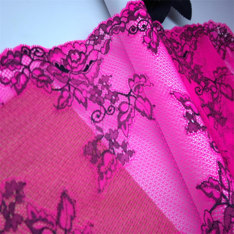 ( 2 Colors) 23cm wide Elastic Lace, Two-tone Elastane Spandex Sewing Mesh Lace Fabric for Lingerie, Bra, Underwear, Garment & Crafting