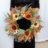 Artificial Sunflowers Wreath Handmade Decorative Garlands for Home Decoration Elegant Faux Florals Hanging Ornament
