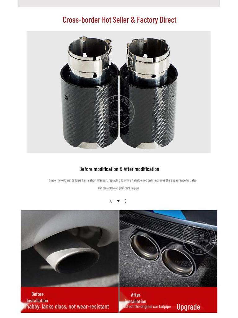 Dekorace koncovky výfuku s logem M z uhlíkových vláken pro BMW řady 1-6