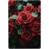 Vintage Metal Tin Sign Red Black Rose Wall Art Retro Home Decor Garage Pub Cafe