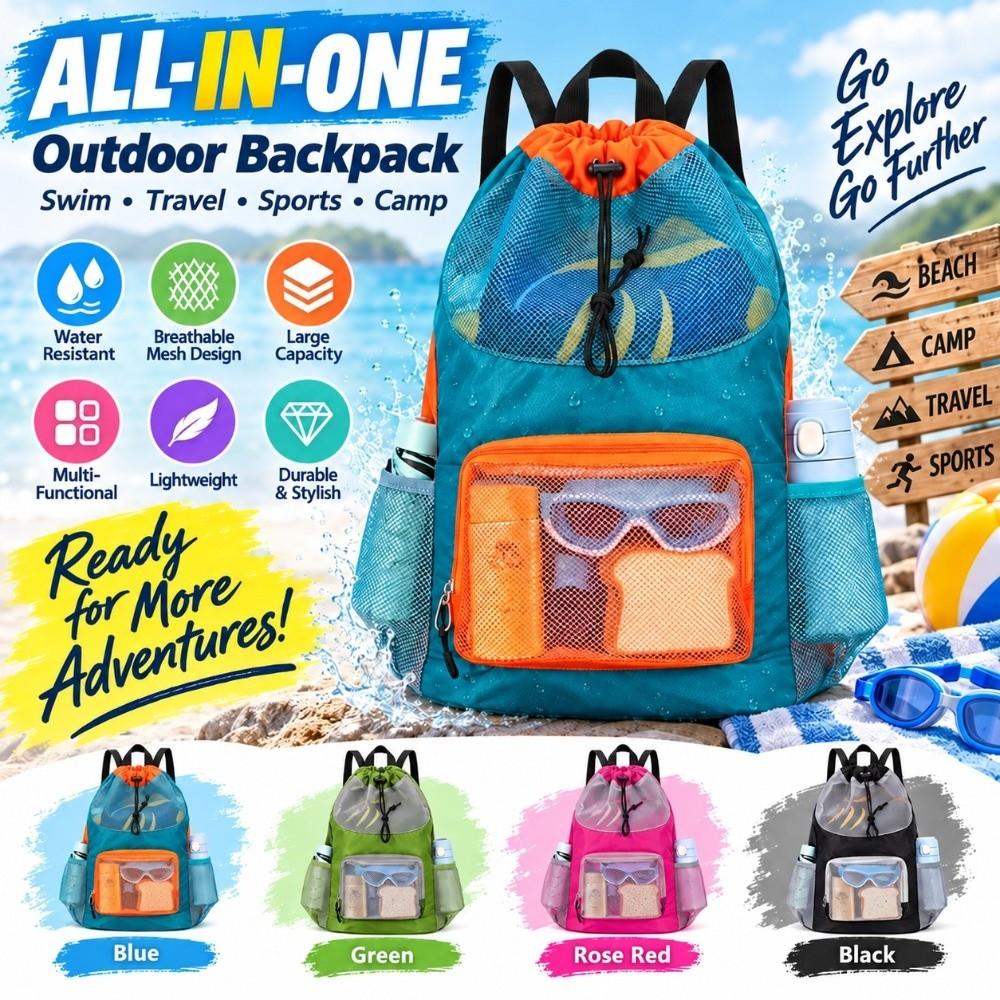 Breathable Mesh Kids Swim Backpack Quick Dry Drawstring Pool Sack Gym Activities