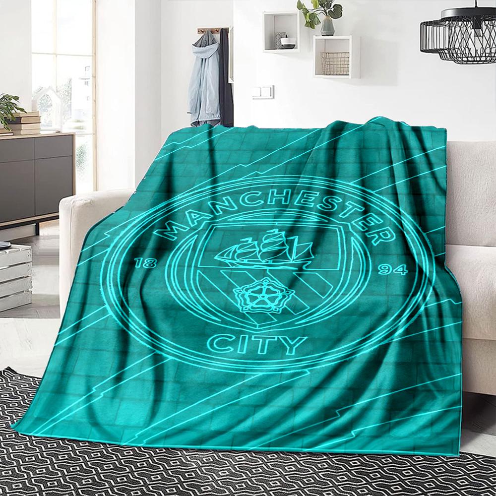 Manchester City Wappen Decken Flanell Bedruckt Atmungsaktiv Warm Überwurf für Zuhause Büro Bettwäsche 0708a21