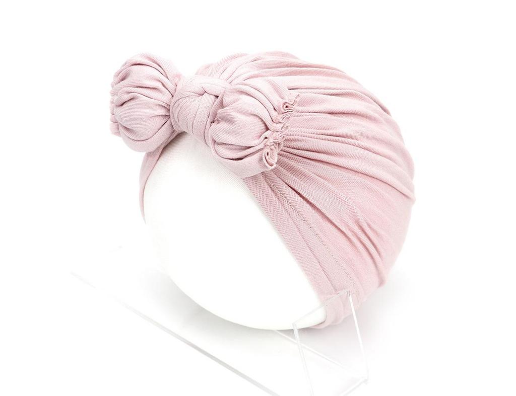 2021 new pleated baby hat bow children's hat baby solid color knotted pullover hat Indian hat