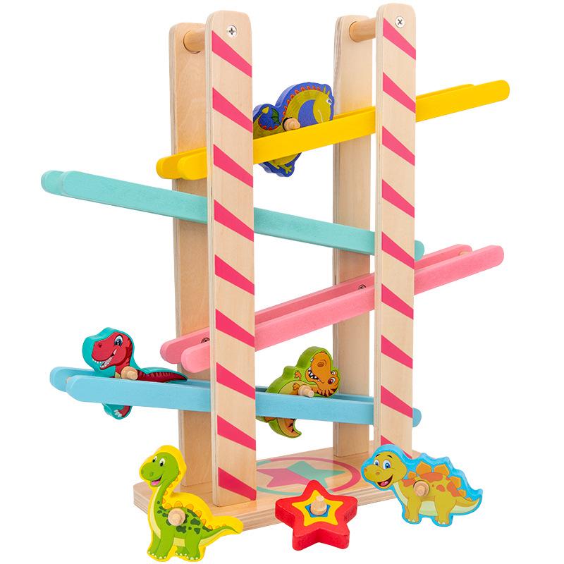 Colorful Wooden Educational Glide Car for Children - Fast, Interactive Parent-Child Toy