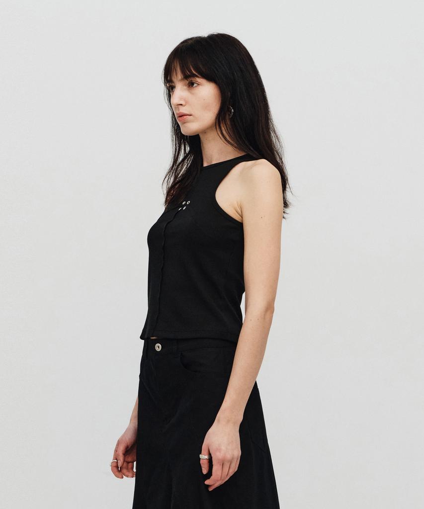 SEALOT Signature Cut Eyelet Basic Sleeveless Top (Black)