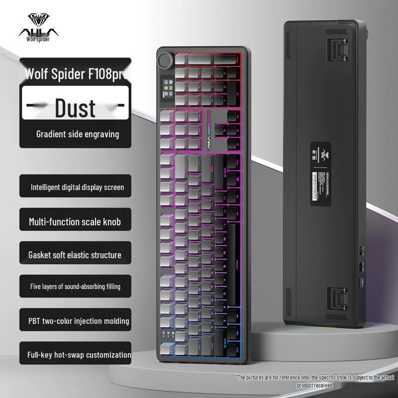 AULA F108 PRO Трехрежимная механическая клавиатура с прокладкой и RGB-подсветкой
