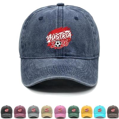 2026 Football Soccer "AUSTRIA" Flag Printed Baseball Cap , Adjustable Sun Hat Fit Non-Stretch Fabric Stylish Cozy Dad Hat