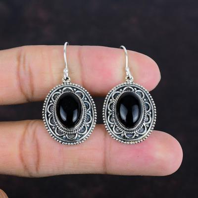 Orecchini Onice Nero Argento Sterling 925 Orecchino Orecchini Vintage Gioielli con Pietre Preziose Autentiche Orecchino Fatto a Mano Gioielli Nuovi Regali Per Donne