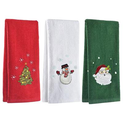 Serviette Nouvel An 2024 Classique Uni Arbre de Noël/Bonhomme de Neige/Père Noël Broderie Serviette de Bain 45x30cm Set Serviettes de Noël