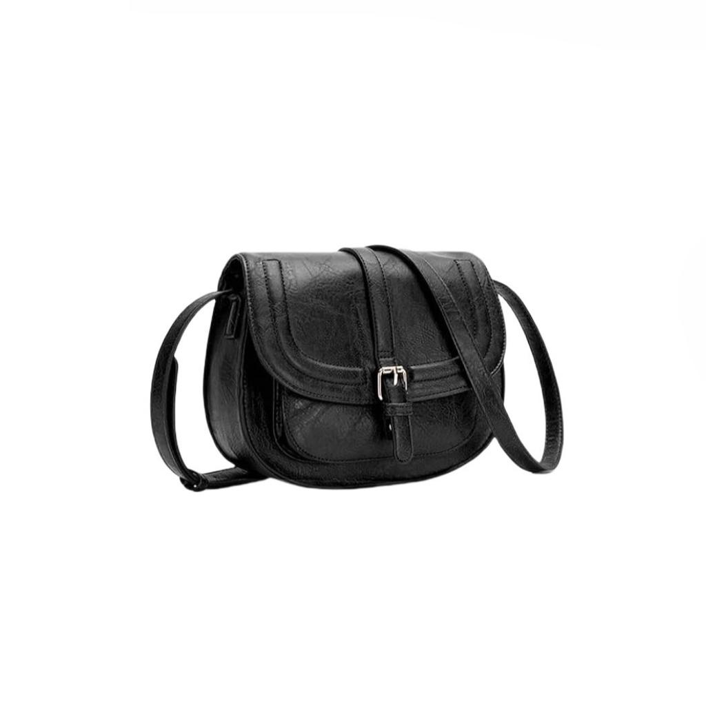 Women's Retro Saddle Bag Women's Shoulder Crossbody Bag European and American Versatile Half Round Bag