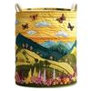 Decorative Fabric Laundry Basket with Carry Handles, Folding Polyester Hamper for Closet Blanket and Towel Storage