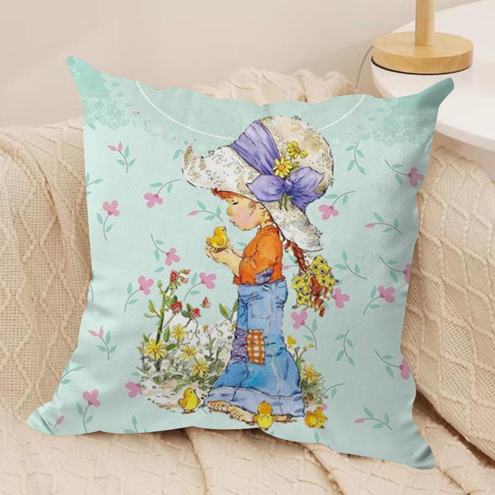Sweet Anime S-sarah Kay Cushion Cover Silky Short Plush Double-Sided Printed Pillow Case for Sofa All Seasons Home Decor Gift