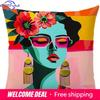 Decorazioni per la Casa Colorate Viso di Donna Modello Artistico Federe per Cuscini Copricuscino Modello Adatto per Divano Camera da Letto Auto