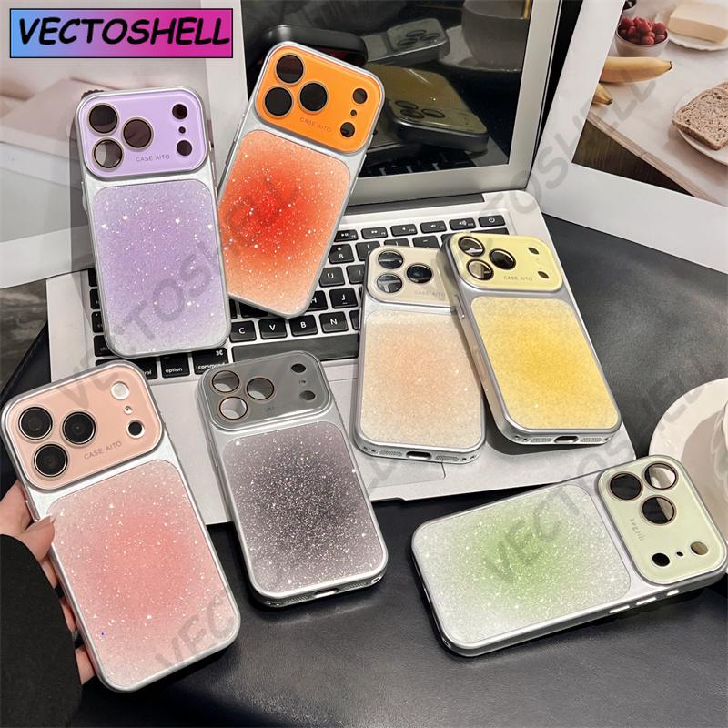 Halation Glitter Camera Window Phone Case For iPhone 17 16 15 14 13 12 Pro Max Glass Lens Protective Hard PC Back Cover