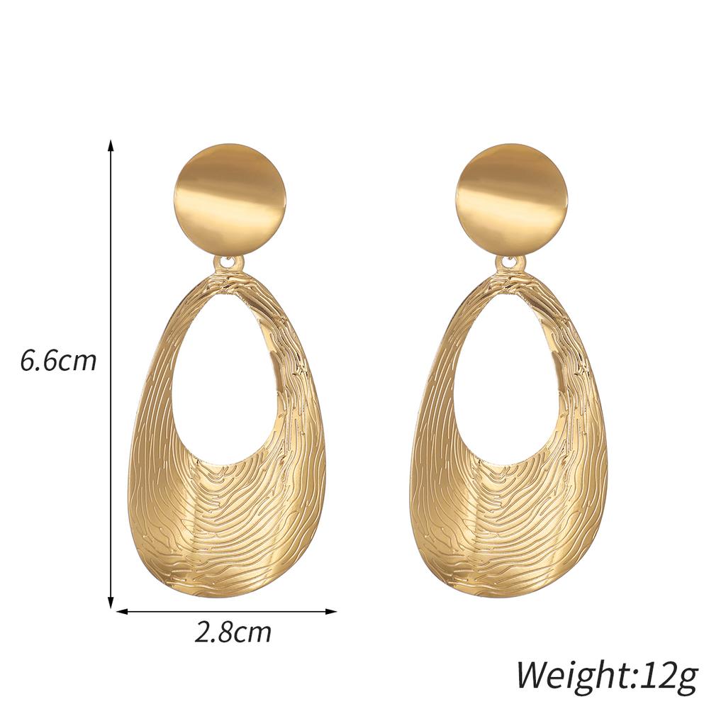 Pendientes de Clip Metálicos Vintage Forma de Gota Sin Agujero Geométricos Statement Grandes Clips para Orejas Sin Perforar