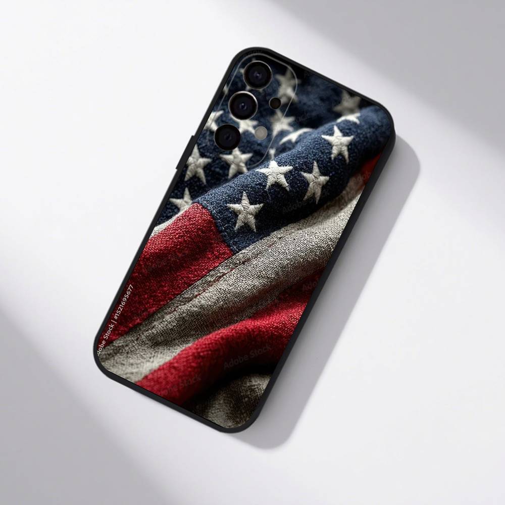 USA Flag American Phone Case For Samsung S25,S24,S21,S22,S23,S30,Ultra,S20,Plus,Fe,Lite,5G Black Cover