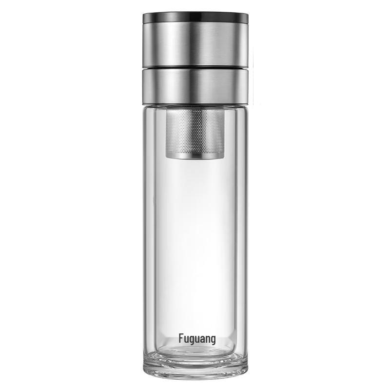 FUGUANG 300ML Double Wall Glass Tea Tumbler with Infuser