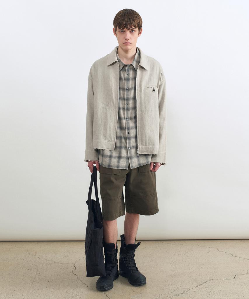 Insilence Hemp Zip-Up Jacket Ecru