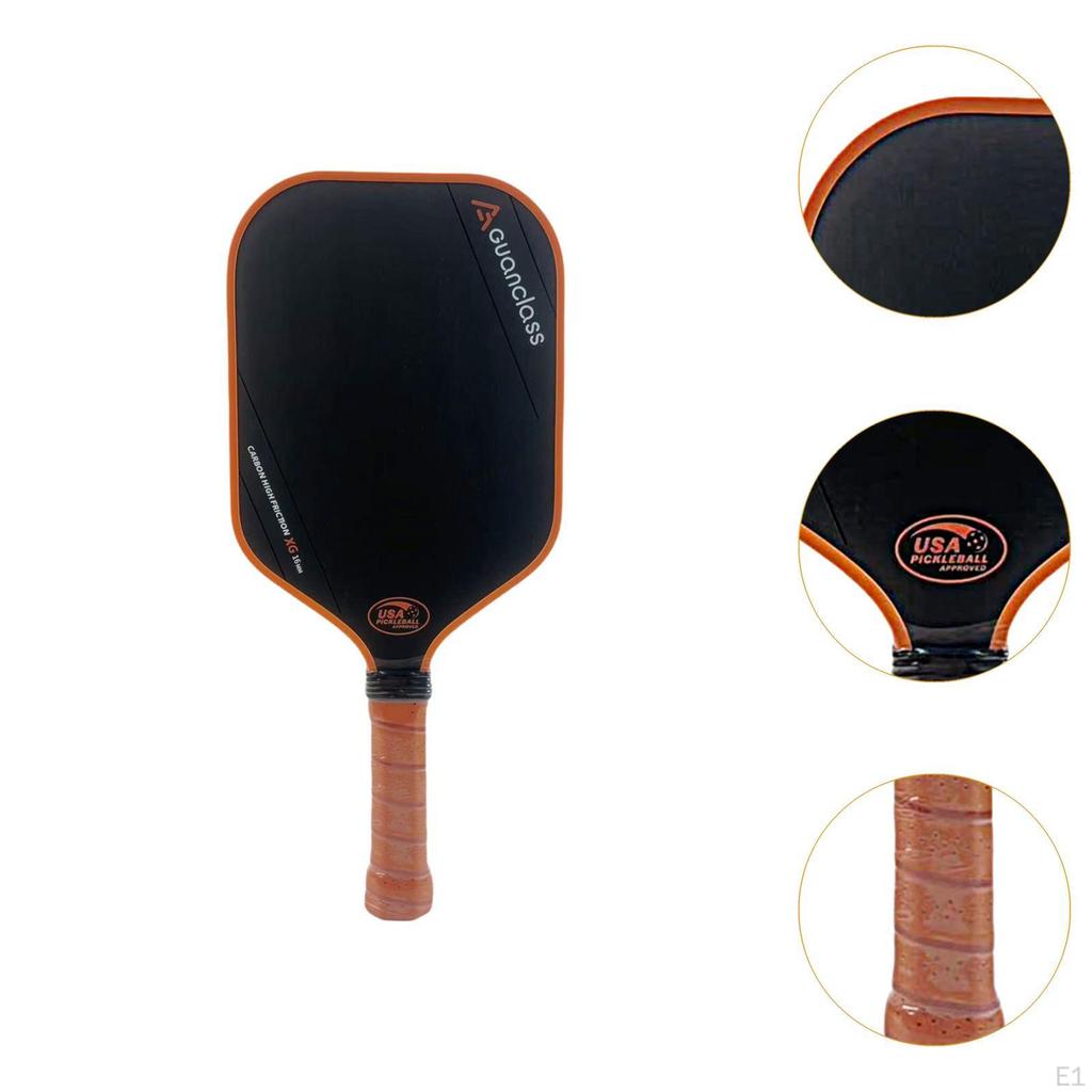 Carbon Fiber Pickleball Paddle Racquet for Player Training Adults Brown