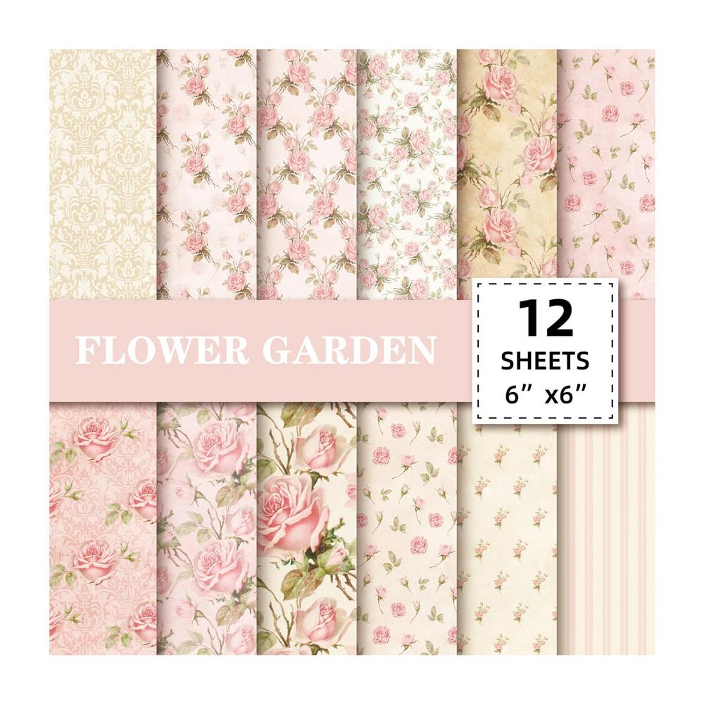 Flower Scrapbook Paper 12pcs Aesthetic Patterned Craft Pad Scrapbooking Supplies Decorative Craft Papers For Junk Journal Photo
