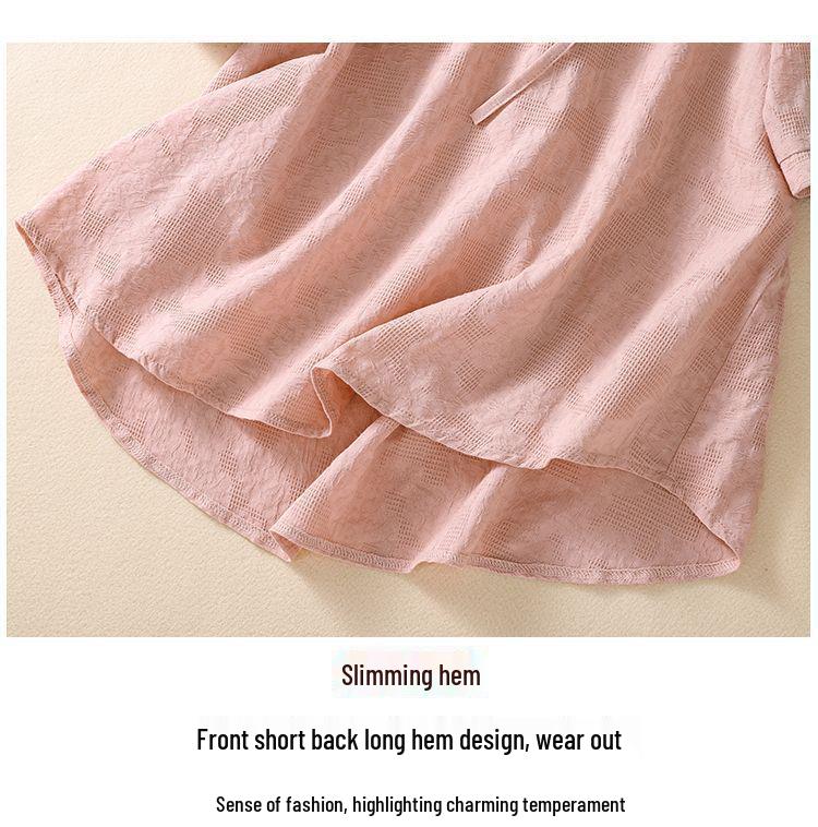 2024 Summer Women's Hooded Cotton-Linen Shirt: Chinese Style Jacquard Embroidered Casual Top