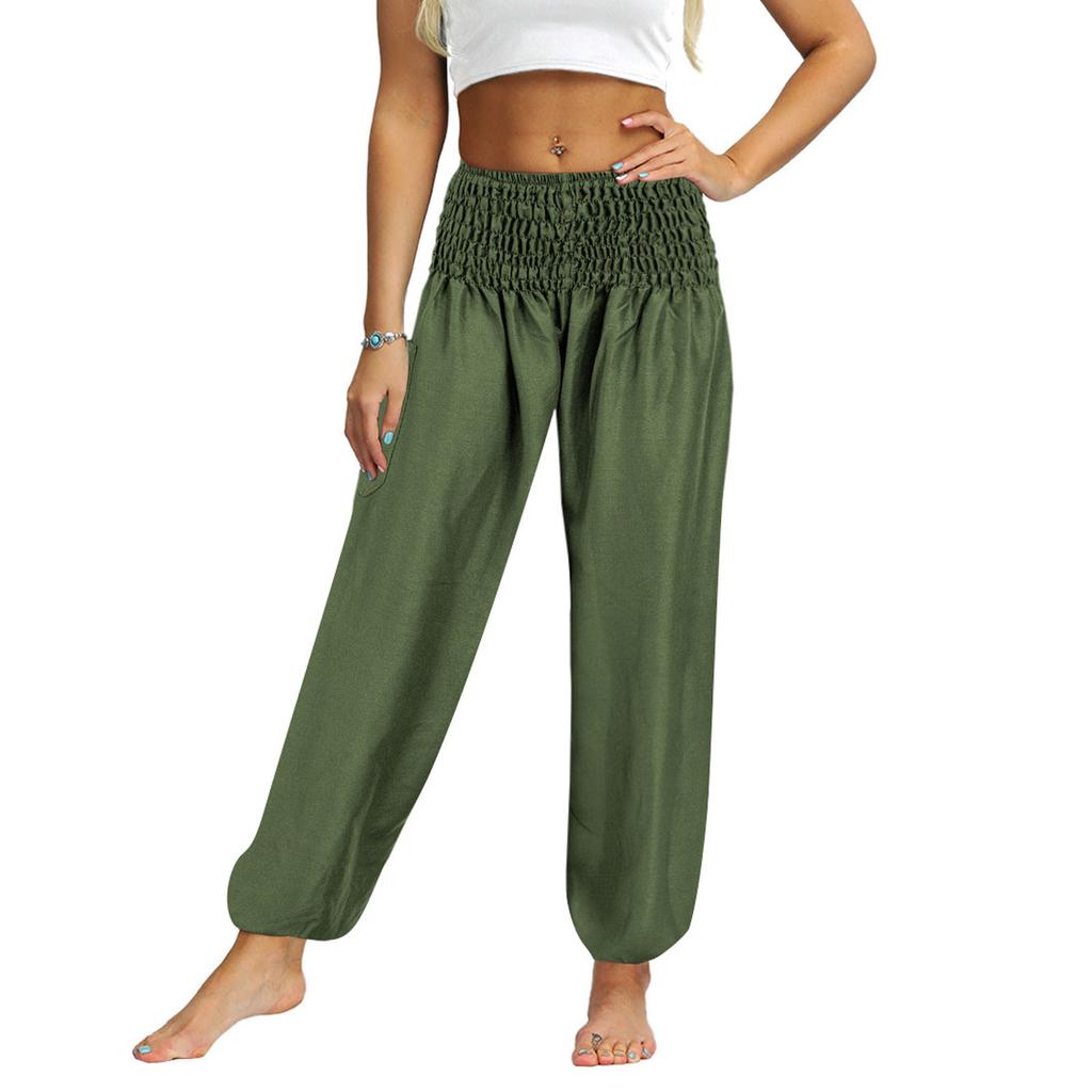 Women's Solid Color Loose Large Elastic Waist  Casual Yoga Breathable Dance Pants