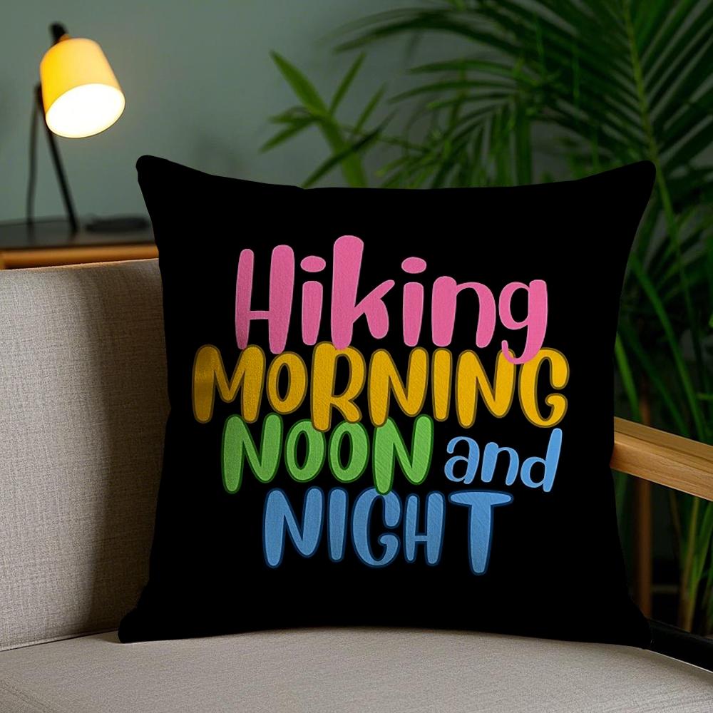 Morning Noon Cushion Cover Plush Fabric Soft Double-Sided Printed Invisible Zipper Sofa Pillow Case Home Decor