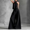 Women's Summer 2 Piece Outfits Backless Halter Sleeveless Top And Wide Leg Pants Sets Casual Vacation Matching Lounge Set