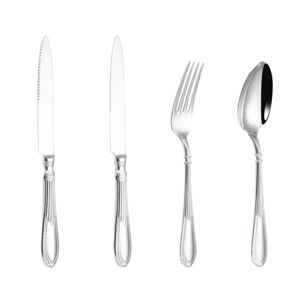 304 Stainless Steel Lace Pattern European Cutlery Set: Elegant Knives, Forks, and Spoons for Hotels and Homes