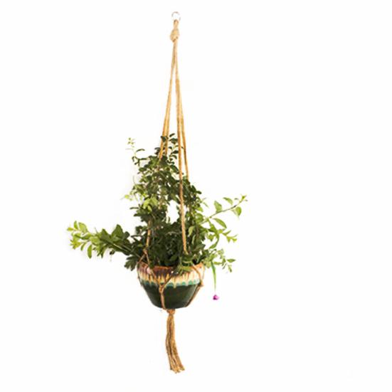 Vintage Macrame Hengende Knotted Tau Plante Blomsterpotteholder Kurv Hagedekor