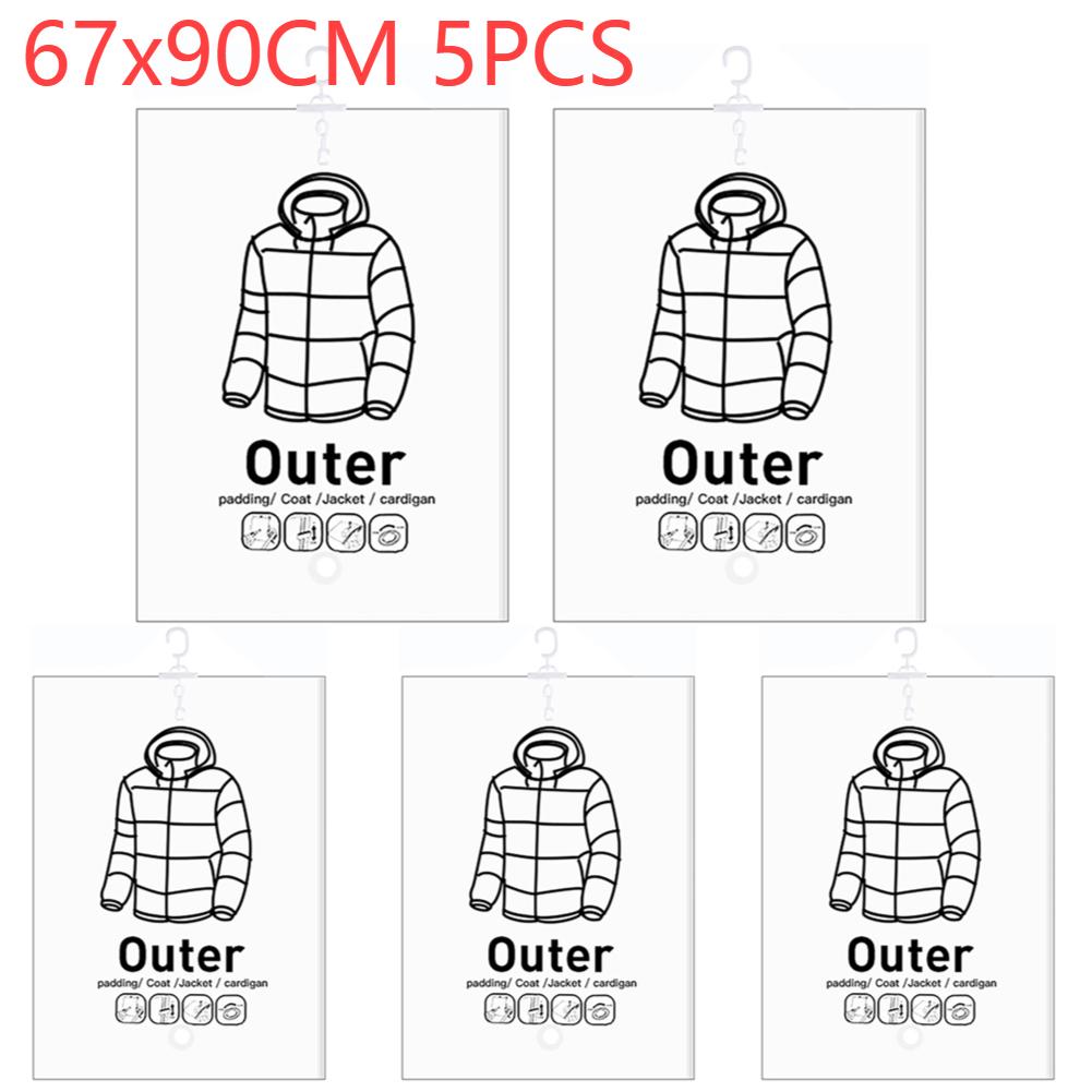 Hanging Vacuum Bags Space Saving Clothes Compression Storage Bag Reusable Empty Pump Bags Clothes Wardrobe Quilt Vacuum Pack