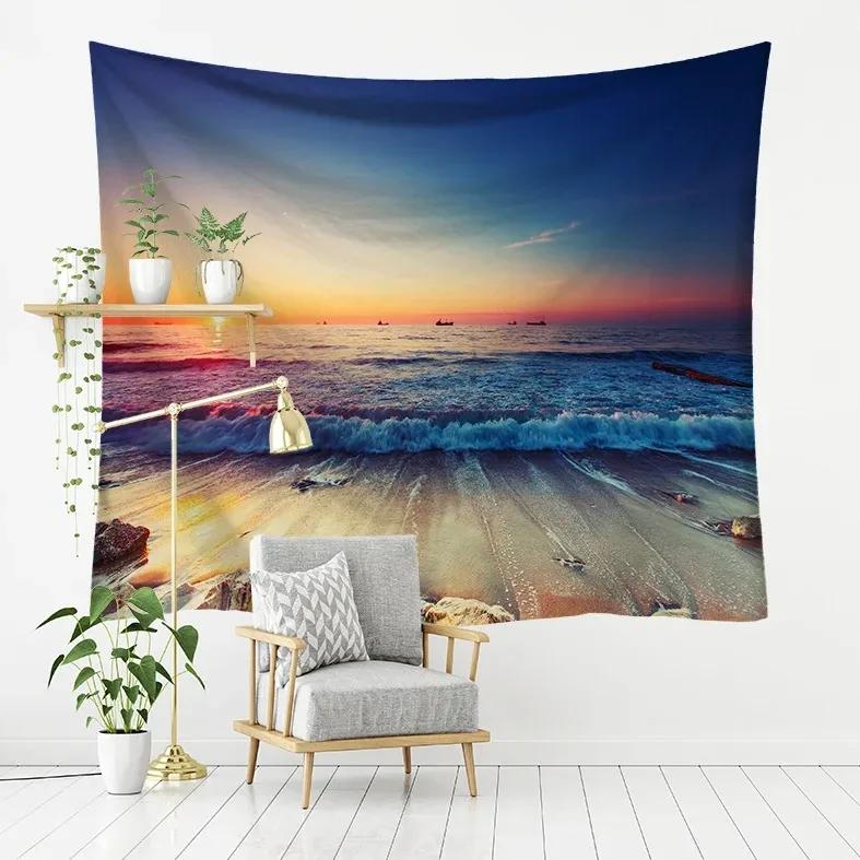 Seaside Scenery Drift Bottle Pattern Hanging Cloth Home Wall Decoration Tapestry Bedroom Living Room Tapestry