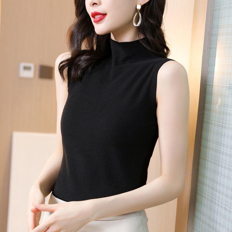 Podzimní a zimní teplá vesta slim fit s polozvýšeným límcem z německého sametu dámský top bez rukávů základní tričko