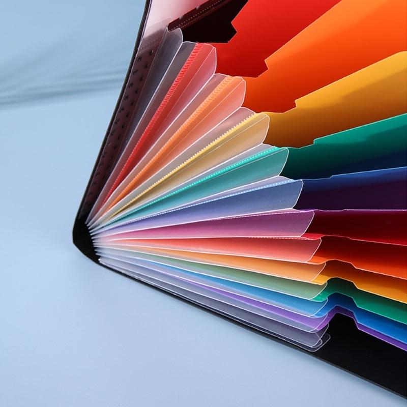 2pcs Portable Expanding A4 Folder 12-Compartment Document Organiser with Index Labels, PP Elastic Fastener Filer Case