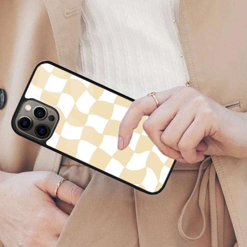 Checkerboard Mustard Yellow Magnetic Phone Case For APPLE iPhone 17 Air 16 14 13 12 Pro Max 15 Plus Wireless MagSafe Cover