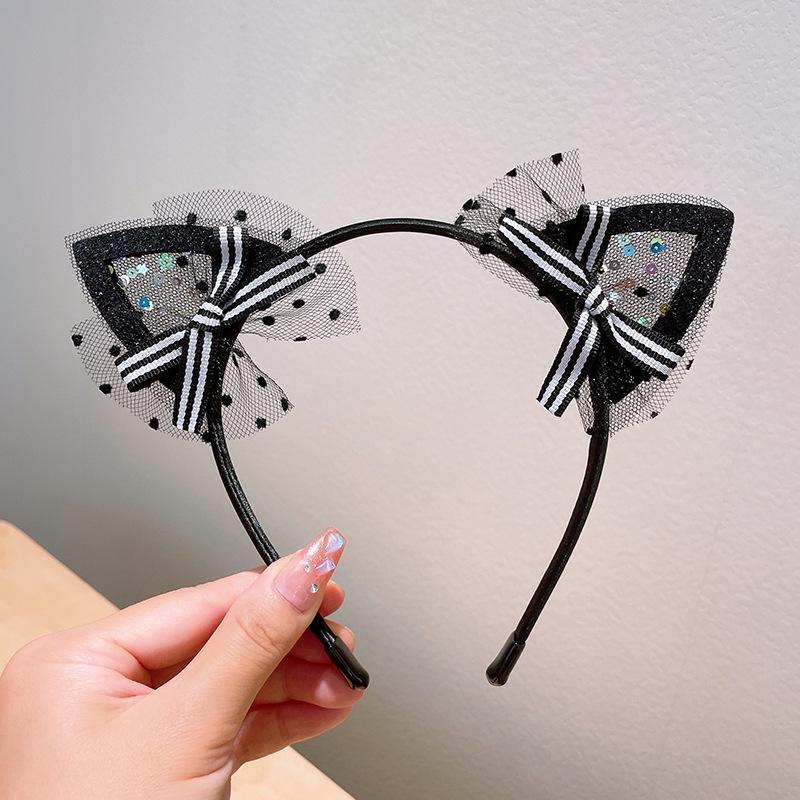 Quirky Pumpkin Bow Mesh Headband for Kids - Halloween Skull Witch Hair Accessory
