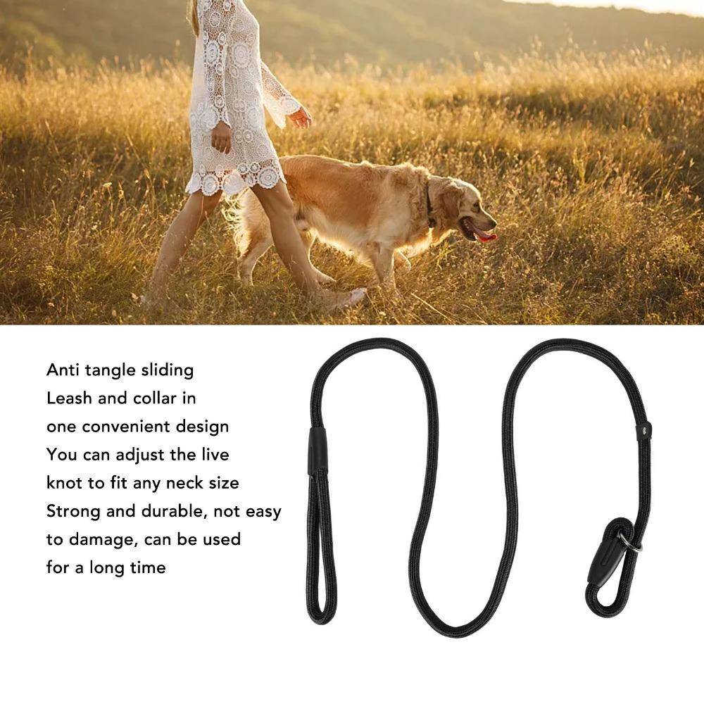 Black Dog Training Leash Nylon Dog Walking Rope Comfort Grip Pet Traction Rope Street Walk S