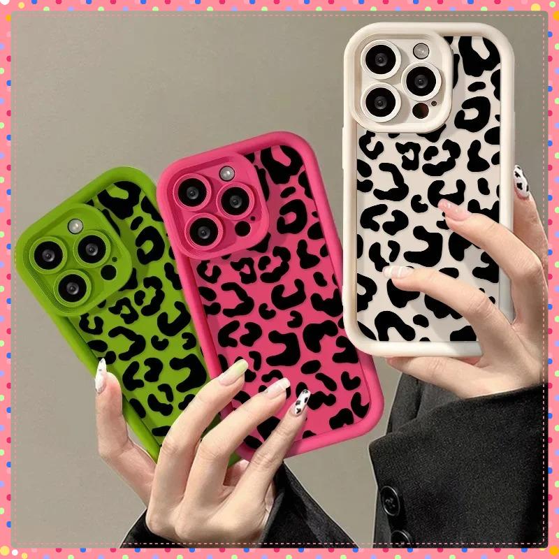INS Leopard Print Matte Silicone Soft CoverPhone Case For iPhone 11 Case iPhone 16 13 15 14 12 Pro Max XR 16e XS X 7 8 Plus SE